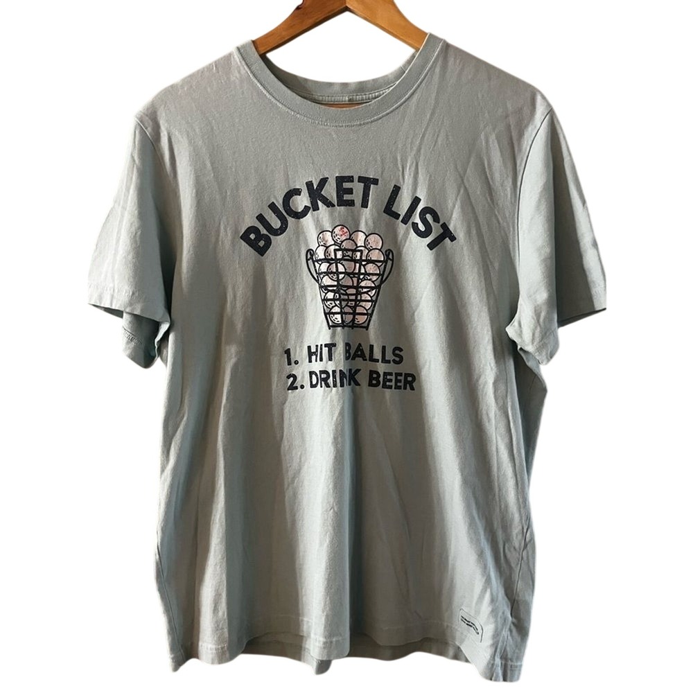 Life is Good SZ Medium Golf "Bucket List" Graphic T-Shirt (Crusher Tee)